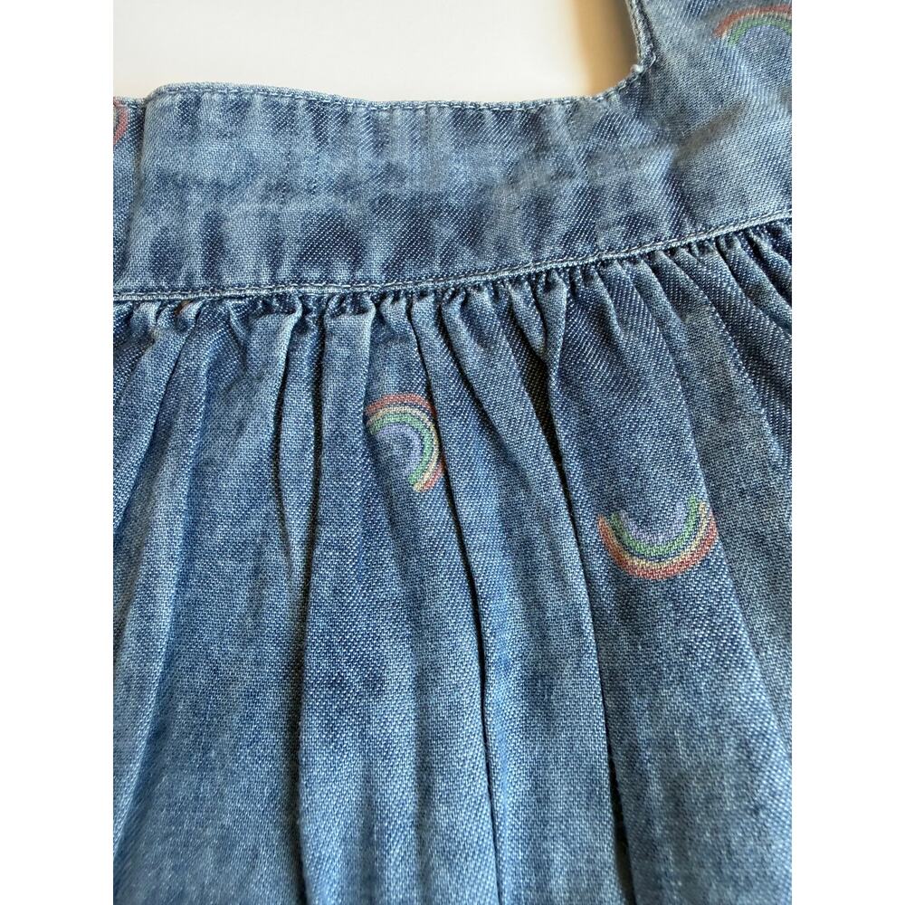 NWT Tucker + Tate Girls 4 Blue Rainbow Chambray Flutter Sleeve Dress - Picture 5 of 12